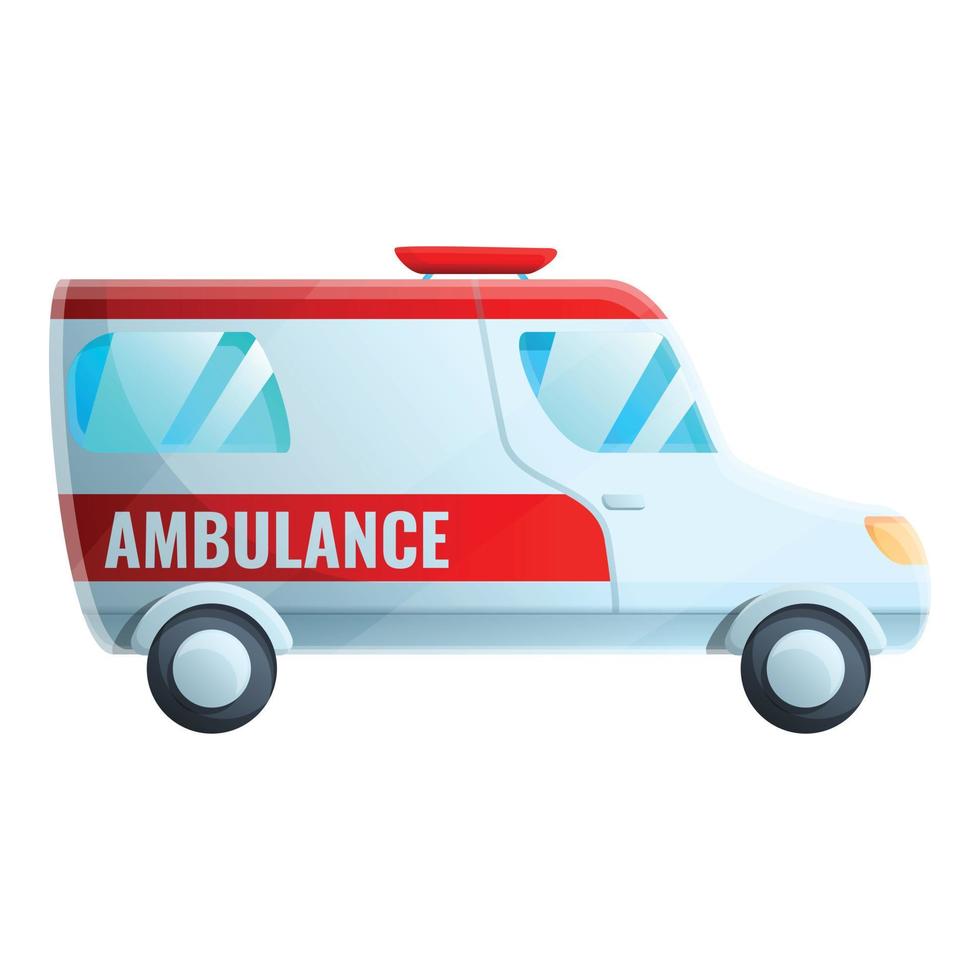 sjukhus ambulans ikon, tecknad serie stil vektor