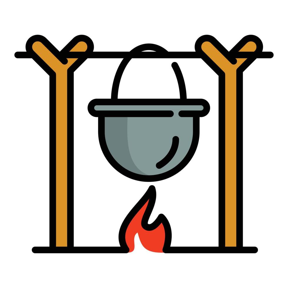 Symbol für das Kochen des Lagerfeuers, Umrissstil vektor