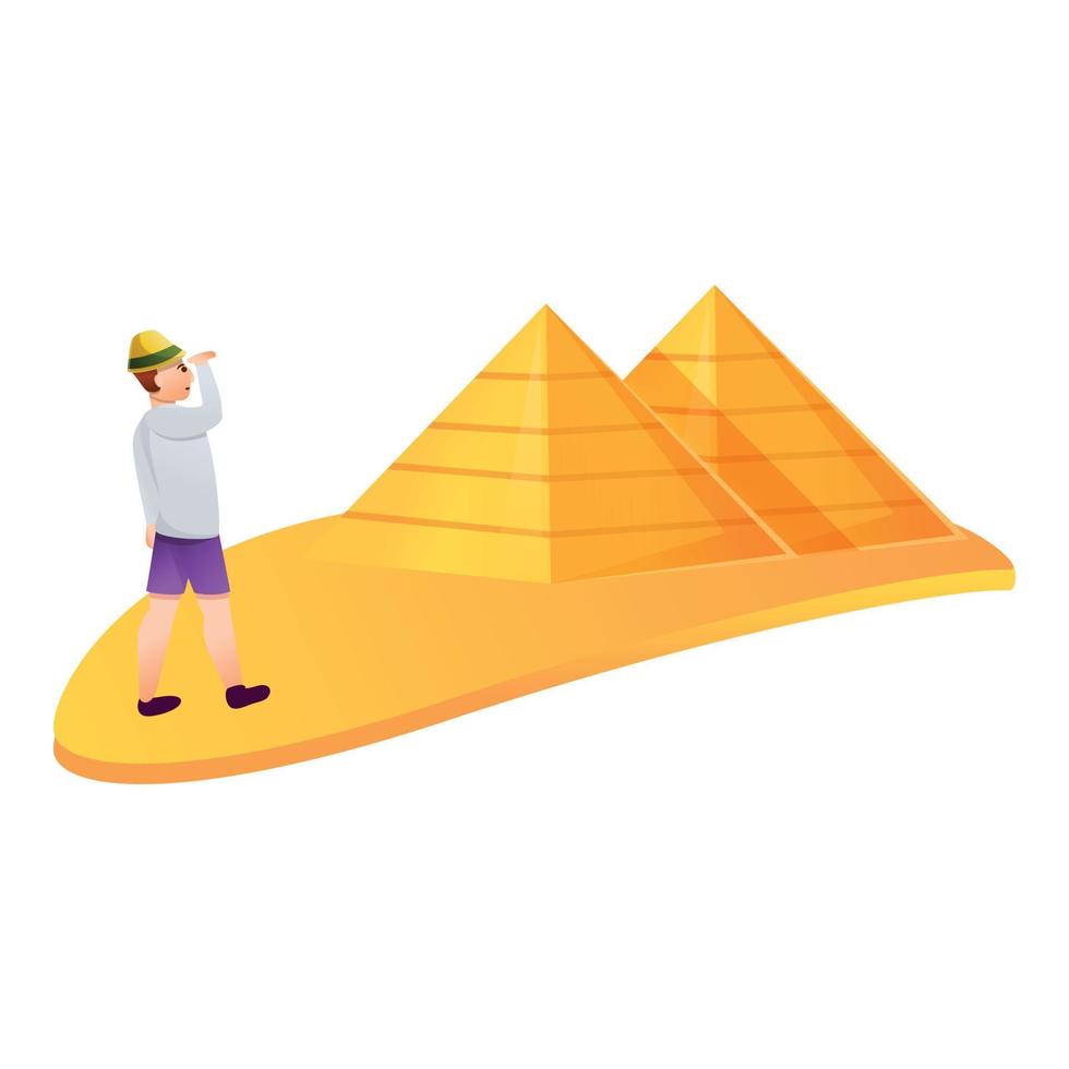 Touristenbesuch Pyramiden-Symbol, Cartoon-Stil vektor