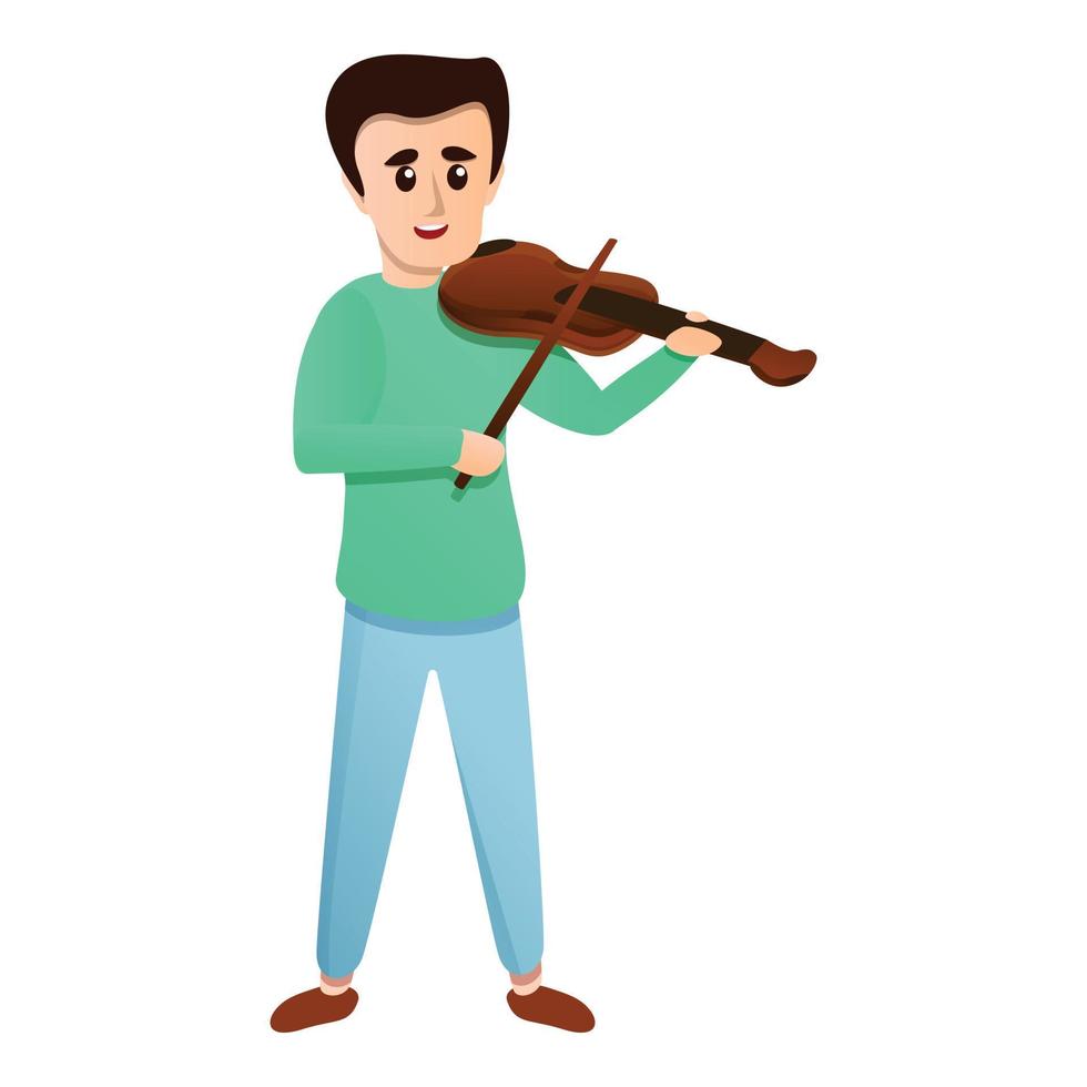 Junge spielt Violine-Symbol, Cartoon-Stil vektor