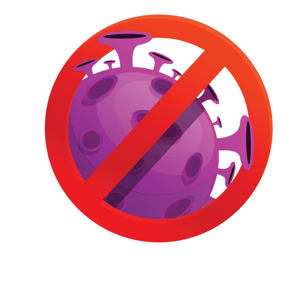 sluta coronavirus ikon, tecknad serie stil vektor