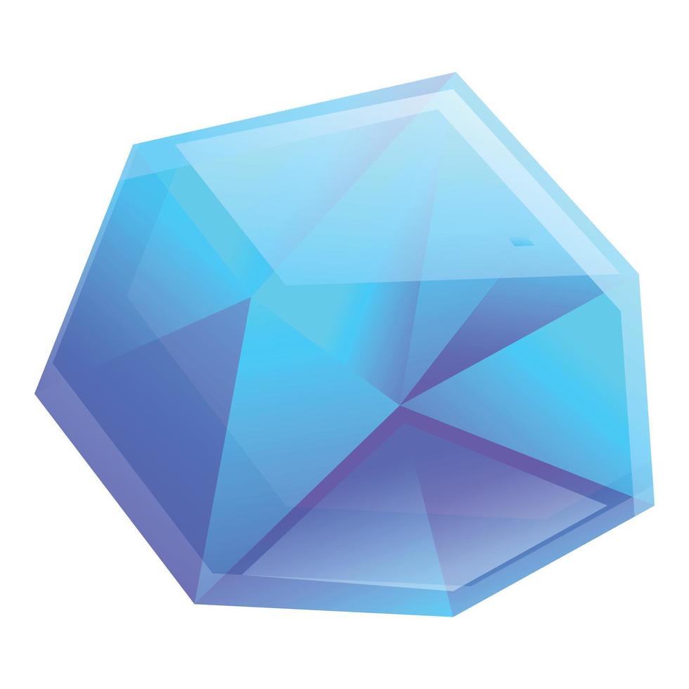 blå kristall ädelsten ikon, tecknad serie stil vektor