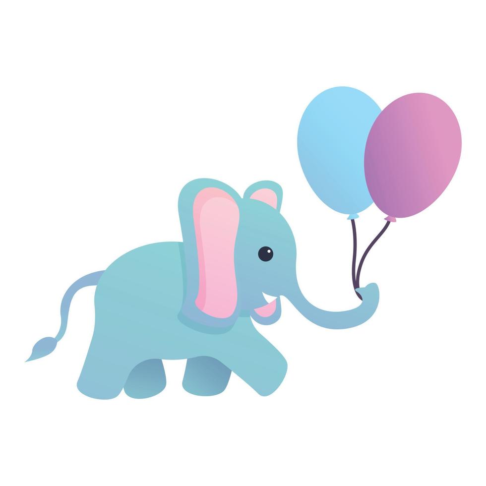 Elefant mit Luftballons-Symbol, Cartoon-Stil vektor