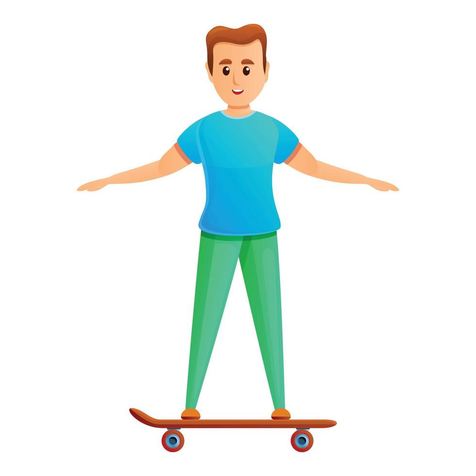 Junge reitet Skateboard-Symbol im Cartoon-Stil vektor