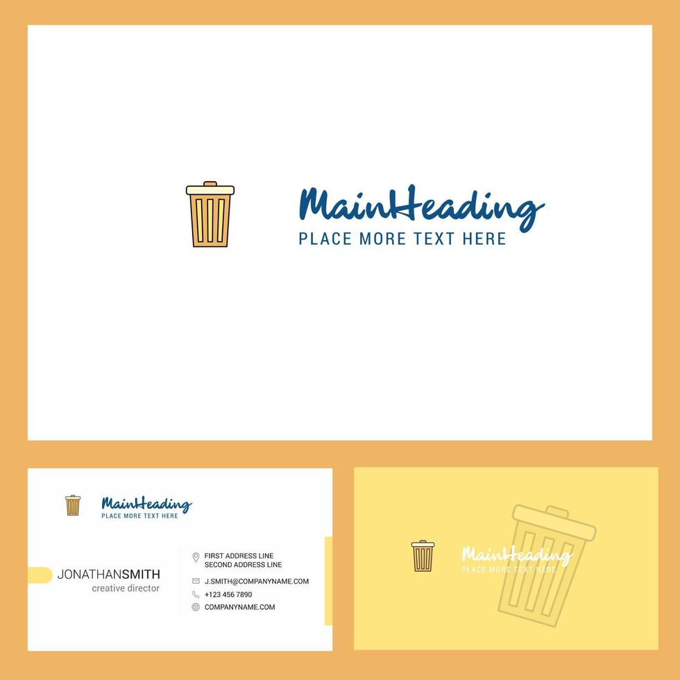 Mülltonnen-Logo-Design mit Slogan-Vorder- und Rückseite, Visitenkarten-Vorlage, Vektor, kreatives Design vektor