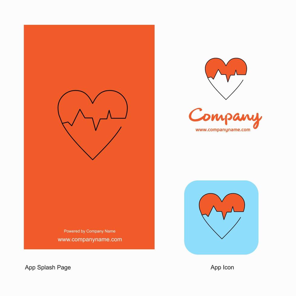 Herz-EKG-Firmenlogo-App-Symbol und Splash-Page-Design kreative Business-App-Designelemente vektor