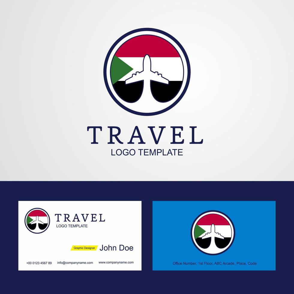 resa sudan kreativ cirkel flagga logotyp och företag kort design vektor