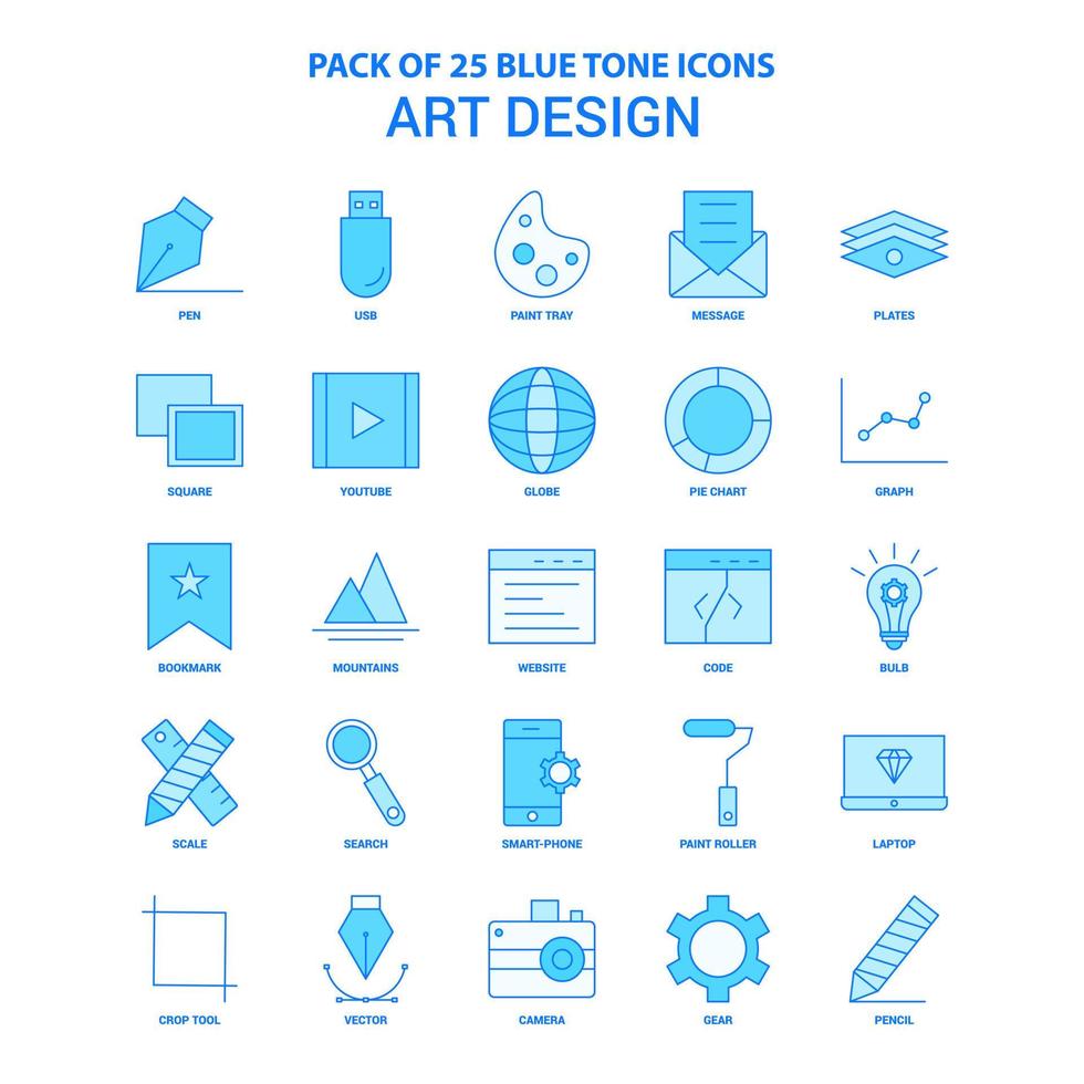 Kunstdesign Blauton-Icon-Pack 25 Icon-Sets vektor