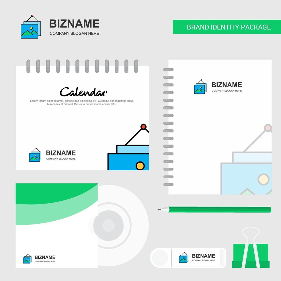 bildrahmen logo kalendervorlage cd cover tagebuch und usb marke stationäre paketdesign vektorvorlage vektor