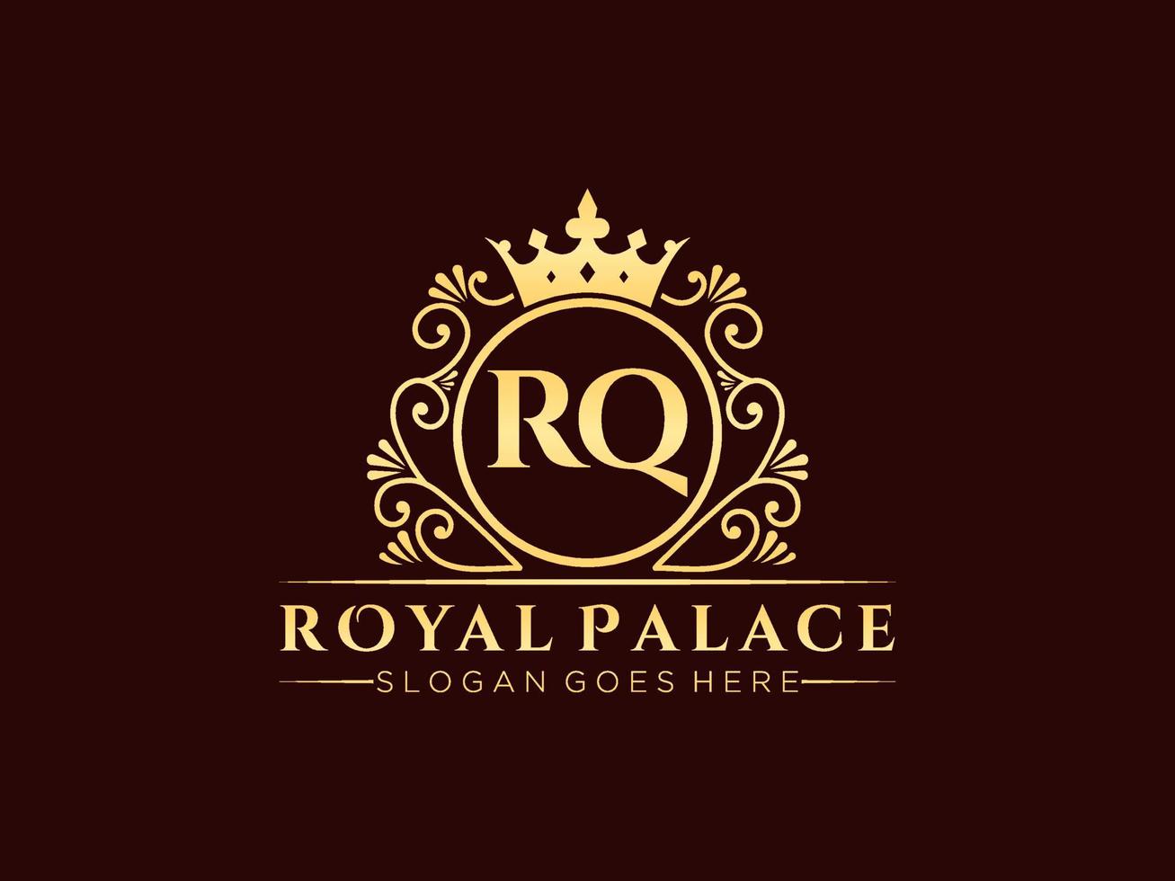 brev rq antik kunglig lyx victorian logotyp med dekorativ ram. vektor