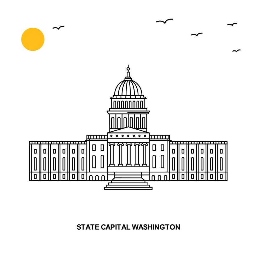 State Capital Washington Monument World Travel natürlicher Illustrationshintergrund im Linienstil vektor