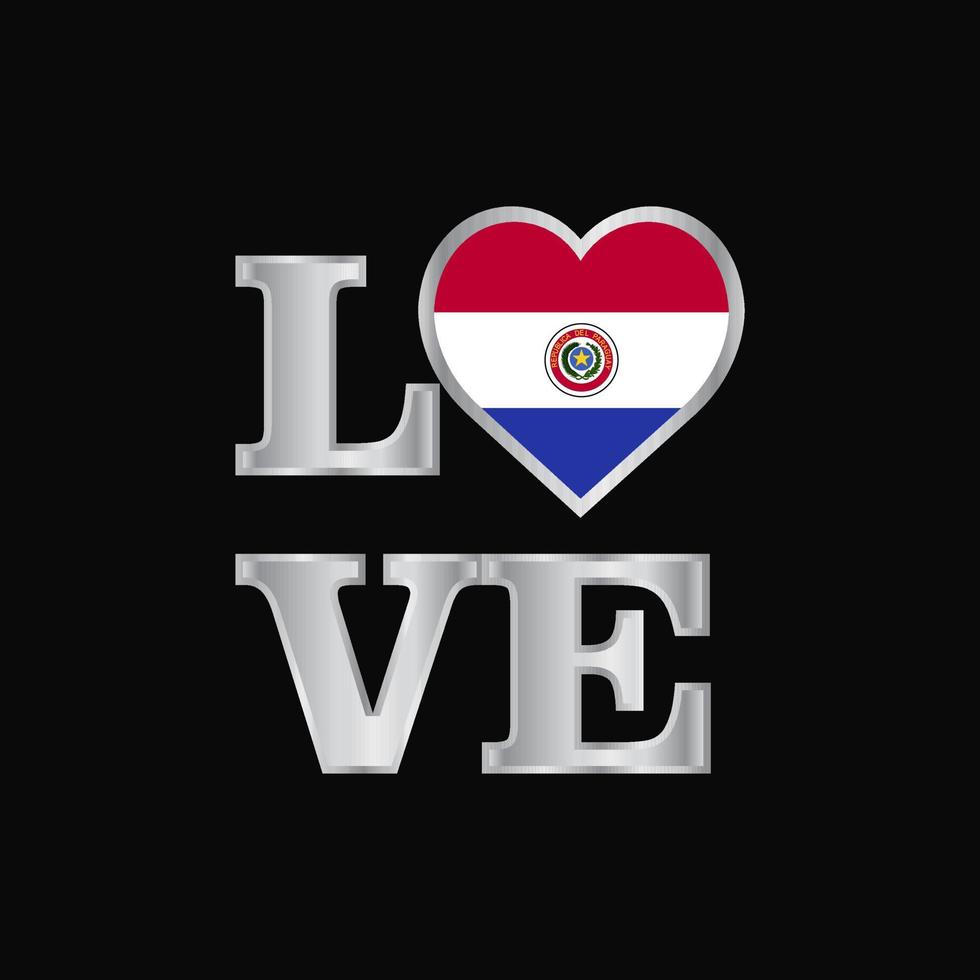 liebe typografie paraguay flag design vektor schöne beschriftung
