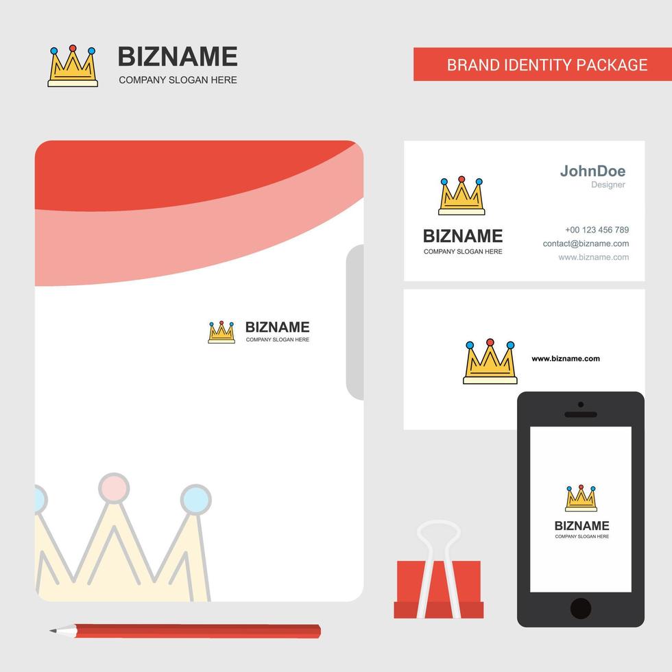 Crown Business Logo File Cover Visitenkarte und mobile App Design Vector Illustration