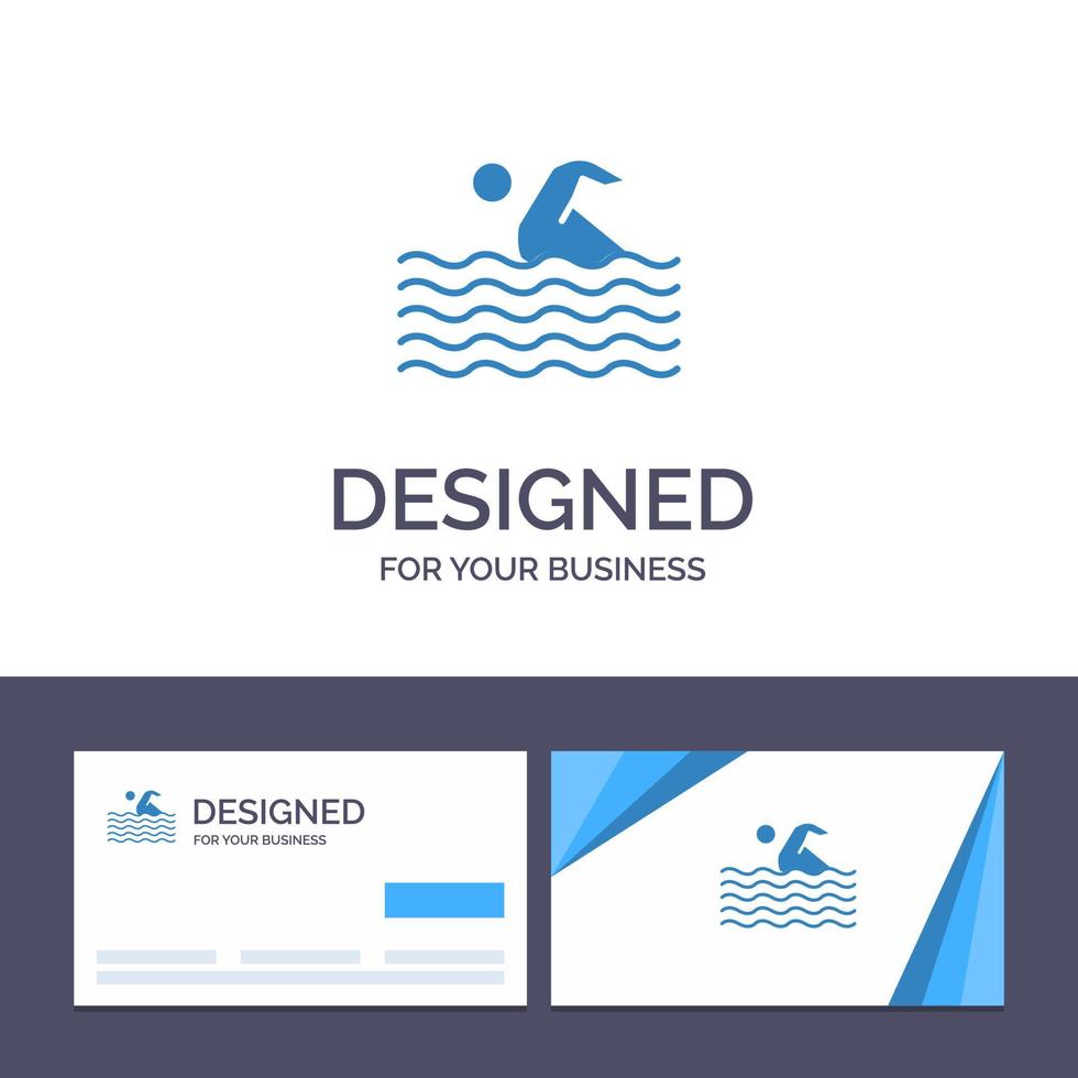 kreativ företag kort och logotyp mall aktivitet sport simma simning vatten vektor illustration