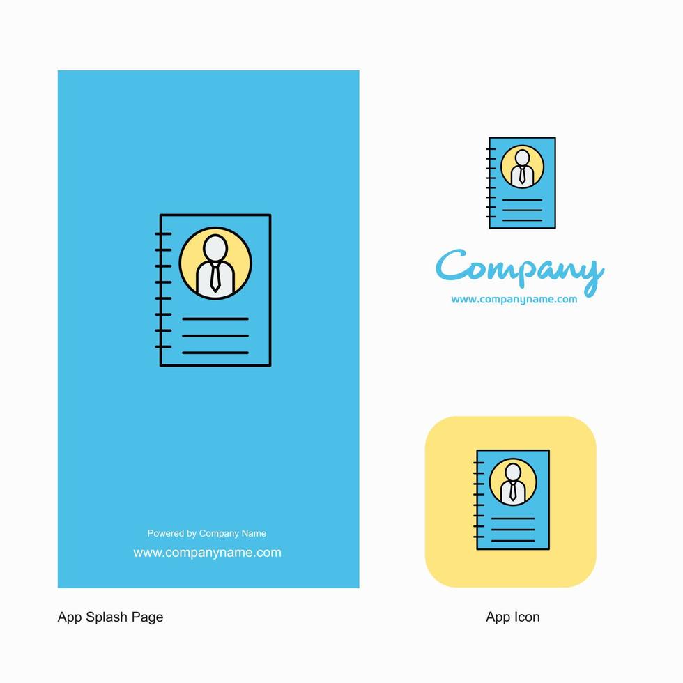 personlig dagbok företag logotyp app ikon och stänk sida design kreativ företag app design element vektor