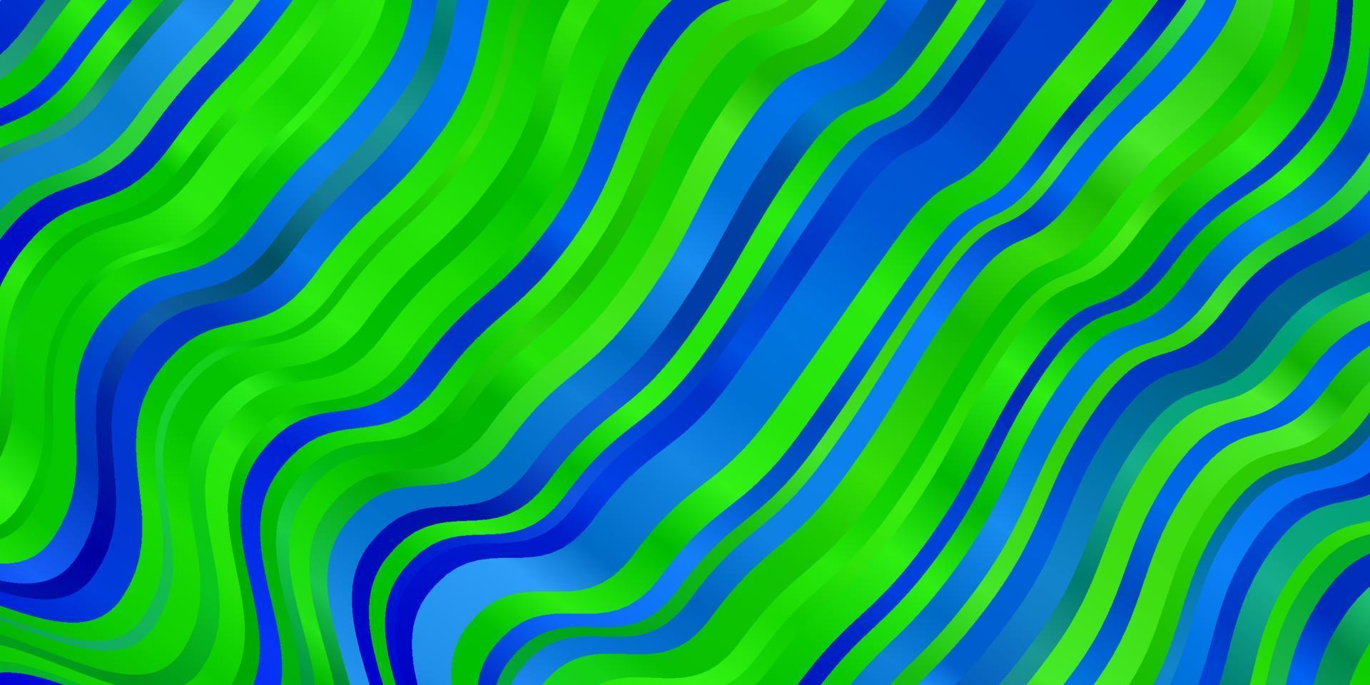 hellblauer, grüner Vektorhintergrund mit gekrümmten Linien. vektor