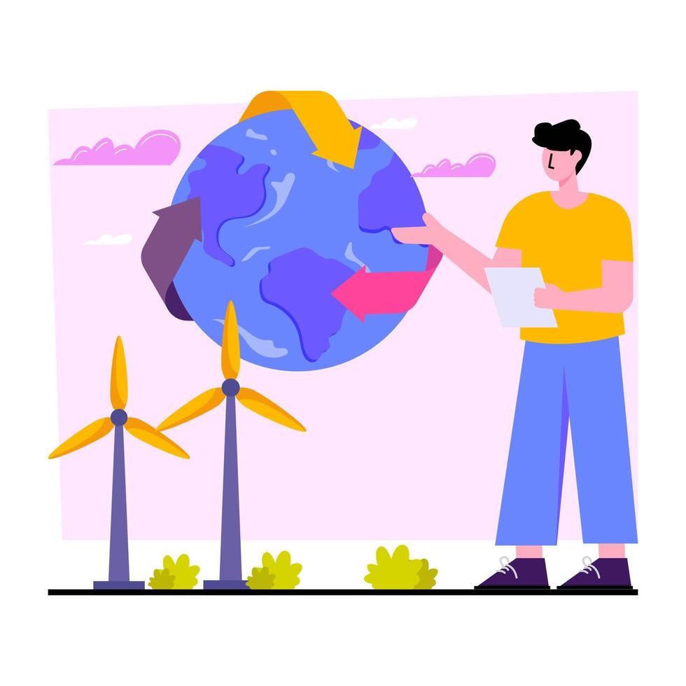 trendig design illustration av global återvinning vektor