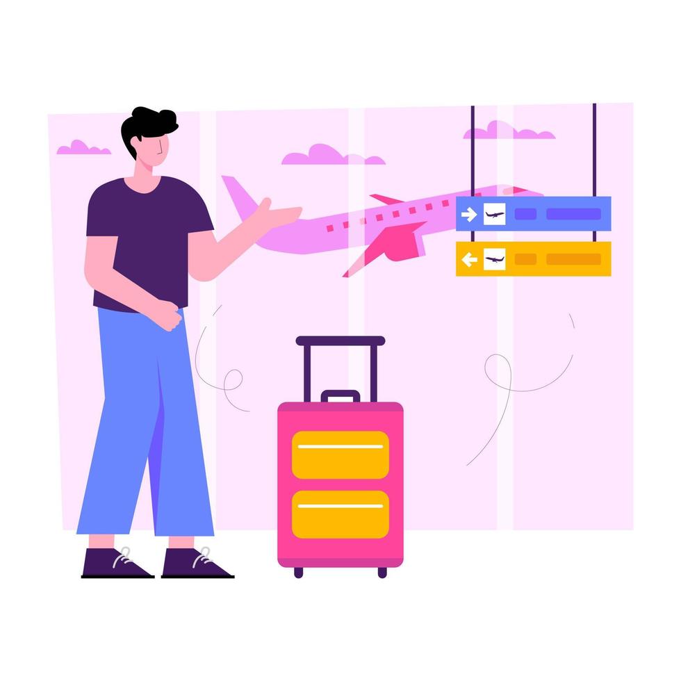 reisen mit dem flugzeug illustration in einzigartigem design vektor