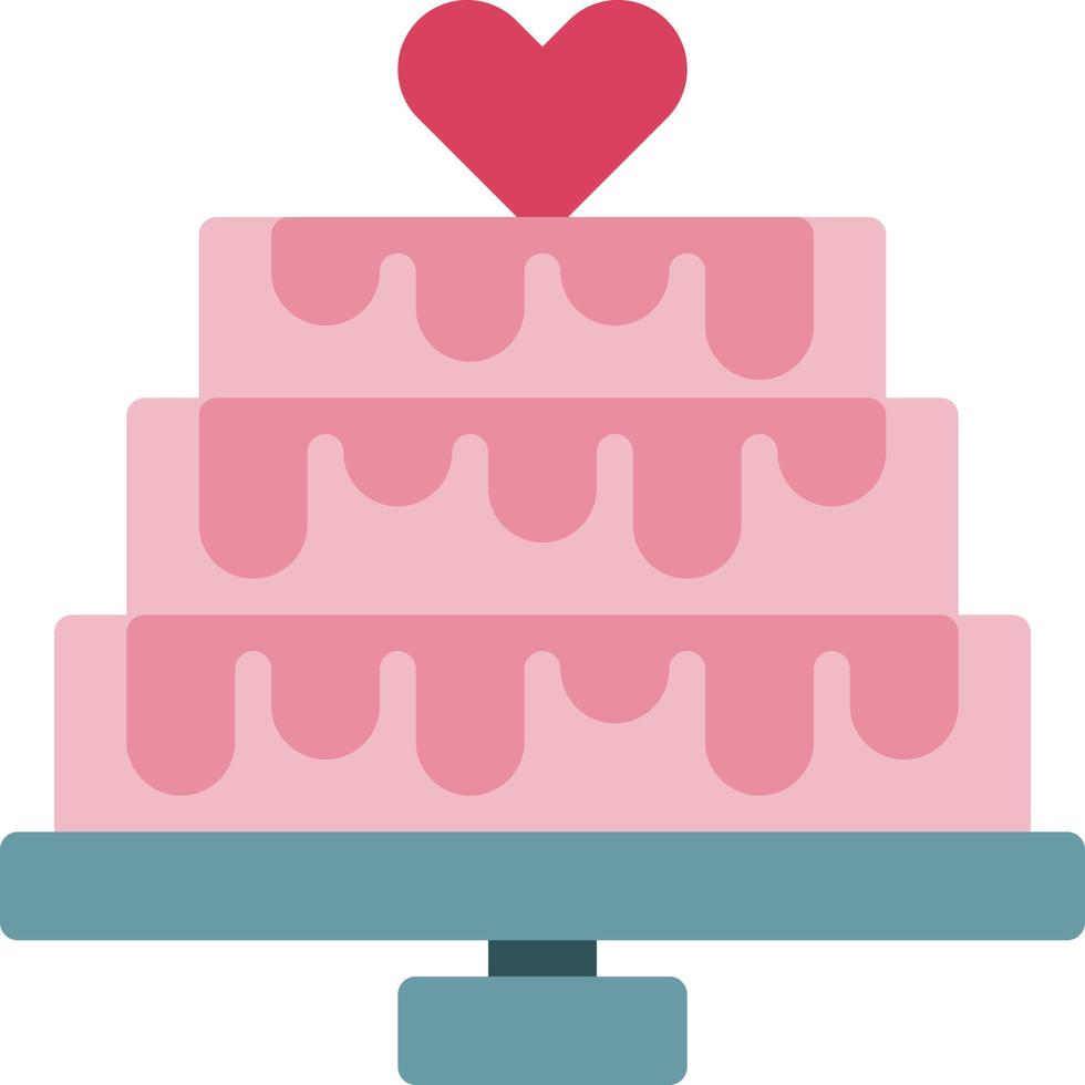 kaka mat ljuv födelsedag bröllop bageri efterrätt valentines dag bröllop kaka - platt ikon vektor