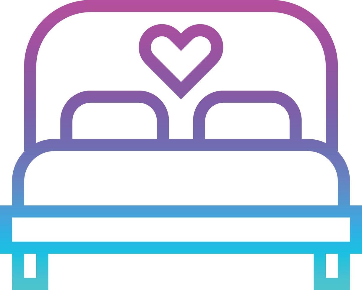 Bett Liebe Herz Möbel Ehe romantische Schlafzimmermöbel und Haushalt Liebe und Romantik - Farbverlauf-Symbol vektor