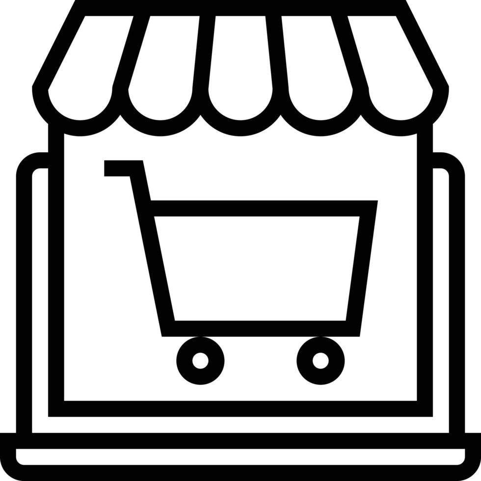 E-Commerce-Warenkorb-Shopping-Softwareentwicklung - Gliederungssymbol vektor