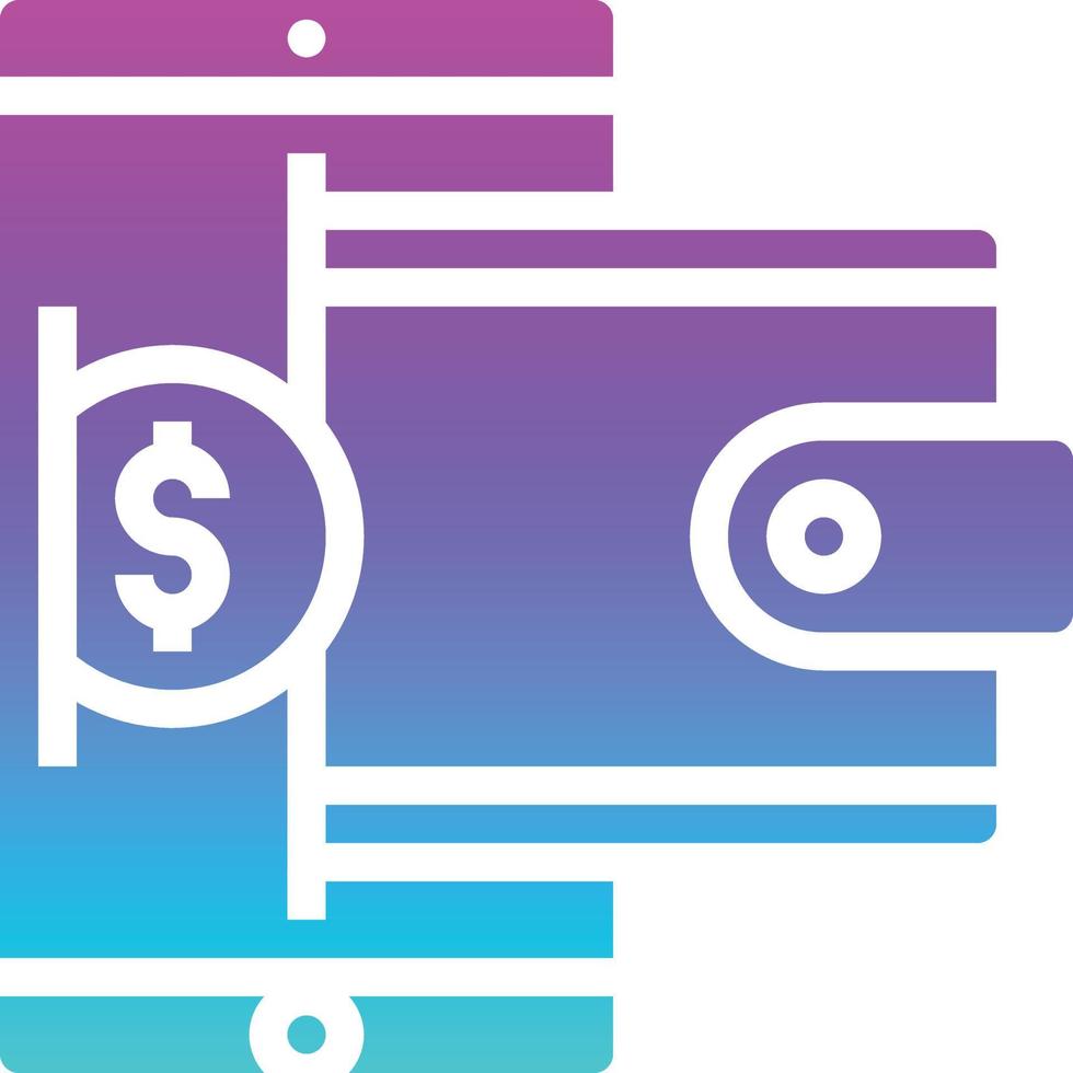 Online-E-Commerce für digitales Geld der Geldbörse - solides Symbol mit Farbverlauf vektor
