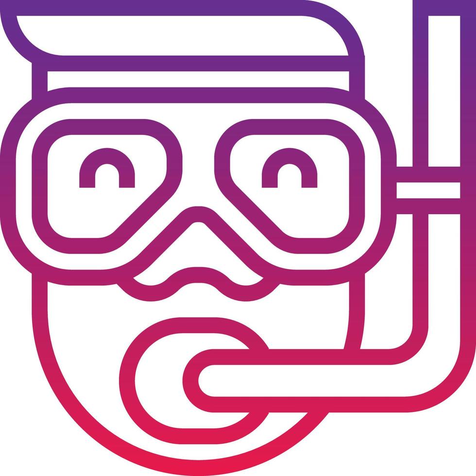 reise meeressportmaske sommerzeit tauchen taucherbrille schnorchel avatar - verlaufssymbol vektor