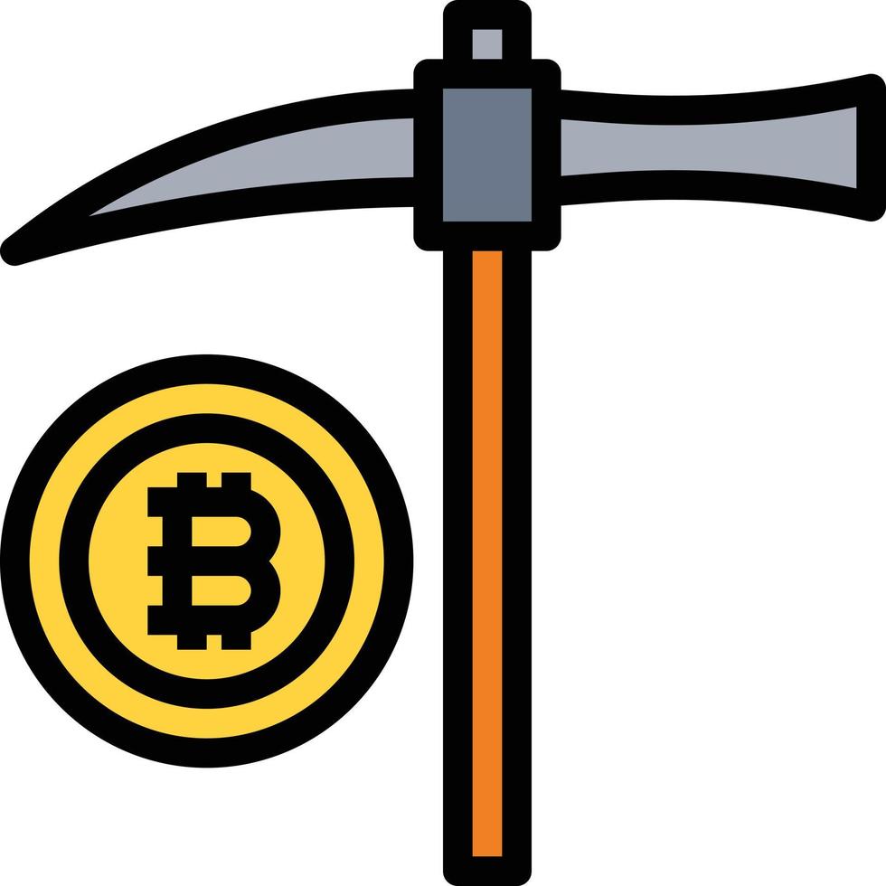bitcoin brytning digital dator - fylld översikt ikon vektor