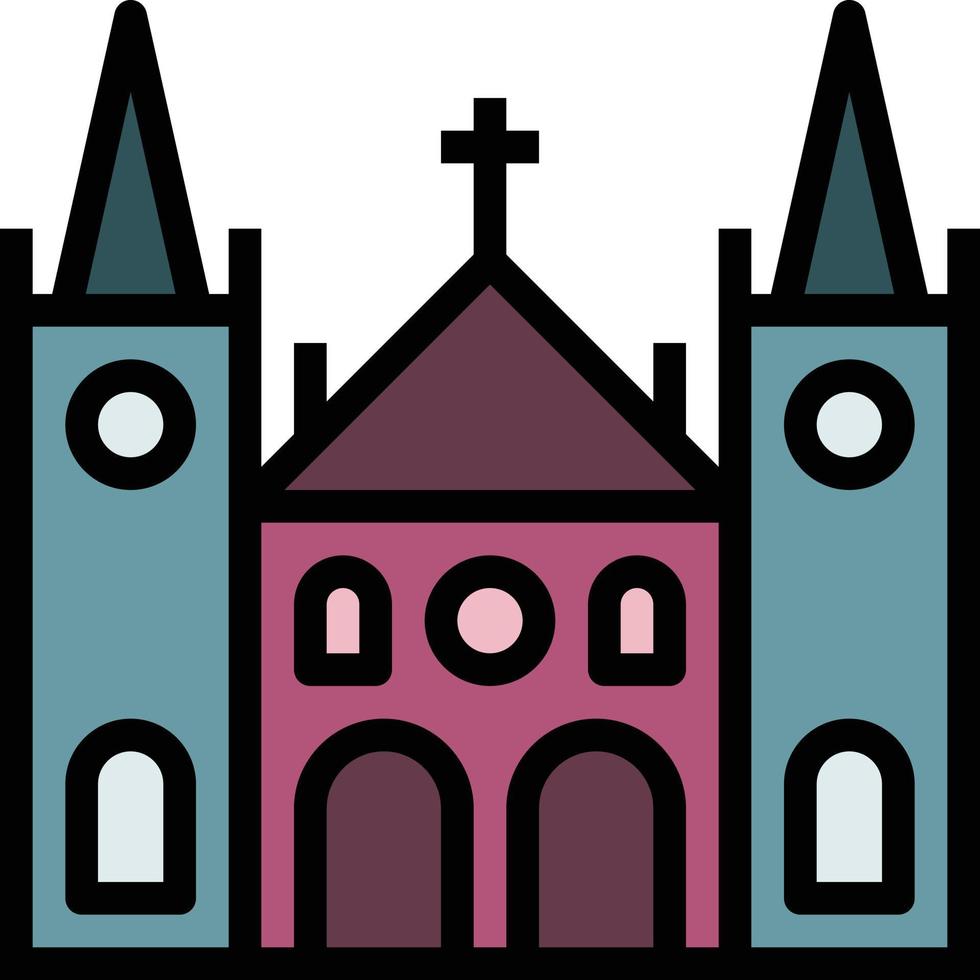 kyrka monument firande katolik kulturer - fylld översikt ikon vektor