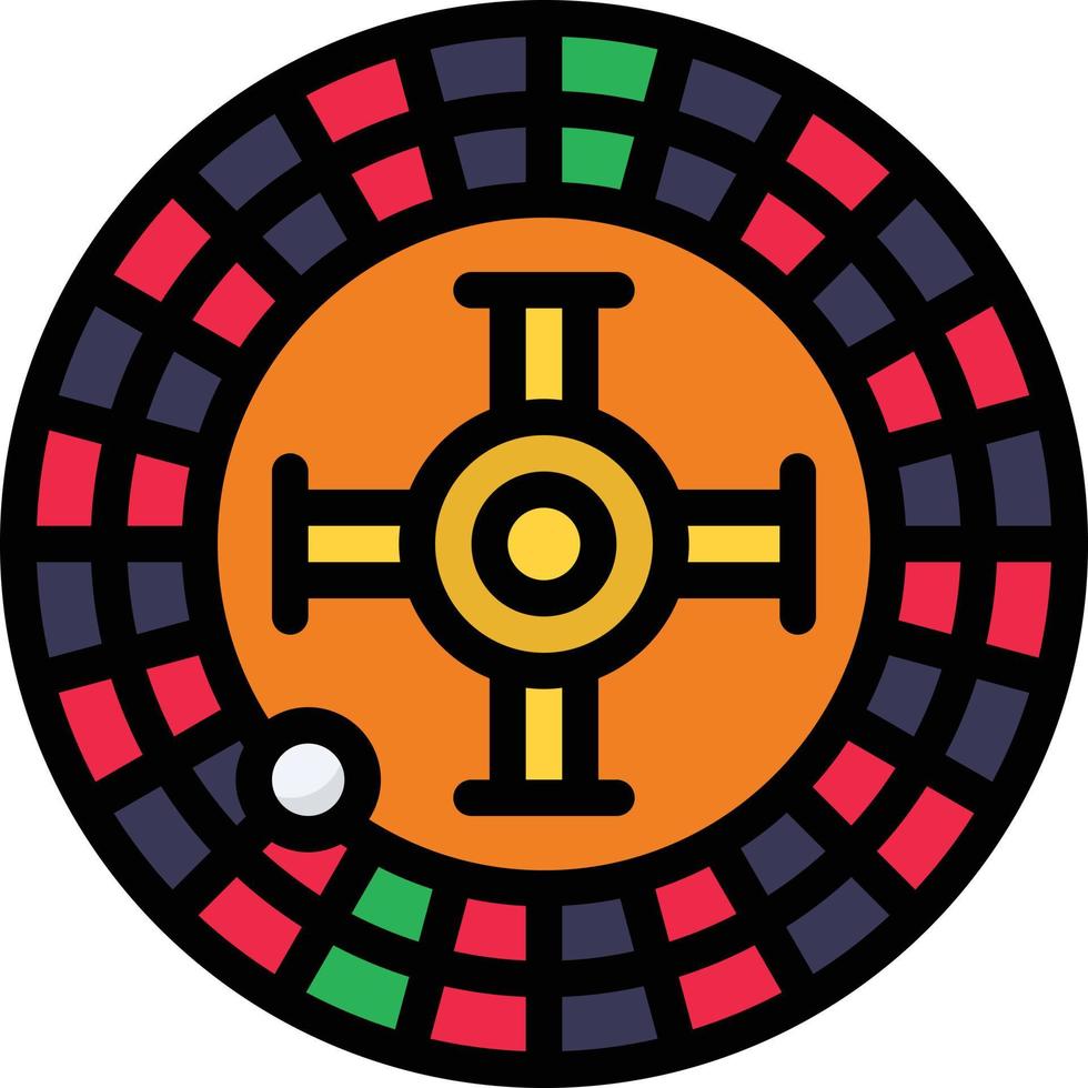 Roulette-Casino-Ball-Roll-Glücksspiel - gefülltes Umrisssymbol vektor