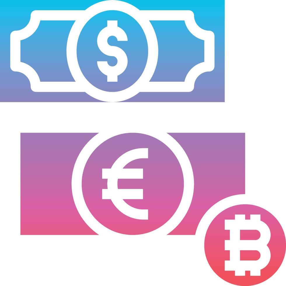 valutor utbyta bitcoin dollar - lutning fast ikon vektor