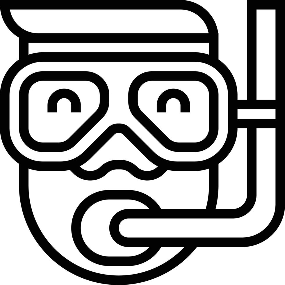 reise meeressportmaske sommer tauchen taucherbrille schnorchel avatar - umrisssymbol vektor