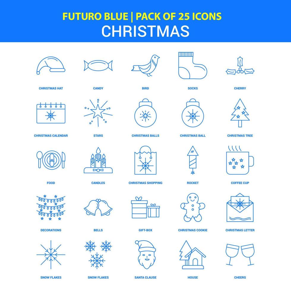 Weihnachtssymbole futuro blau 25 Icon Pack vektor