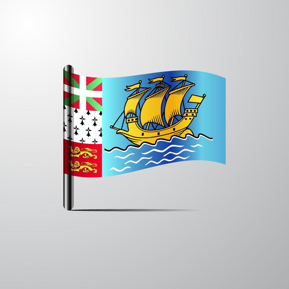 saint pierre und miquelon schwenken glänzenden flaggendesignvektor vektor