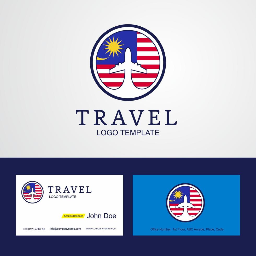 reise malaysia kreatives kreisflaggenlogo und visitenkartendesign vektor