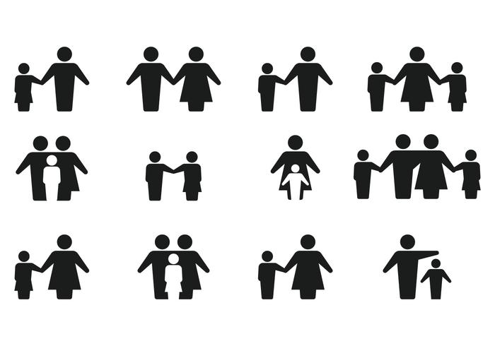 Einfache Silhouette Familie Icon Vektoren