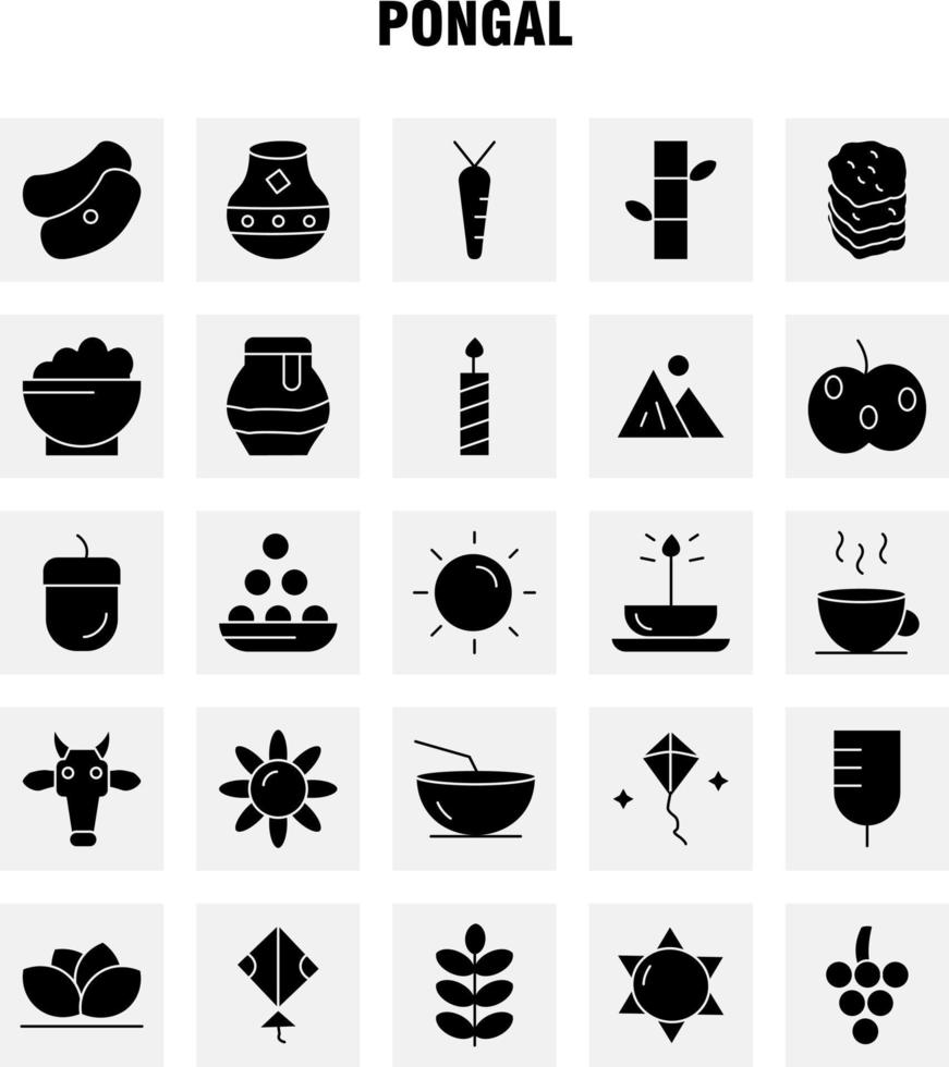 Pongal Solid Glyph Icon Pack für Designer und Entwickler Ikonen der Blume Kräuterlilie Lotus Spa Bambus Beauty Spa Vektor