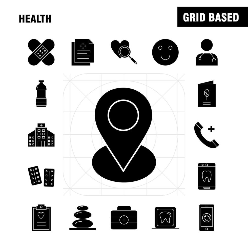 Solides Glyphensymbol für Gesundheit für Webdruck und mobiles Uxui-Kit wie Monitorbildschirm Gesundheitswesen Krankenhaus medizinisches Telefon Telefon Notfall eps 10 Vektor