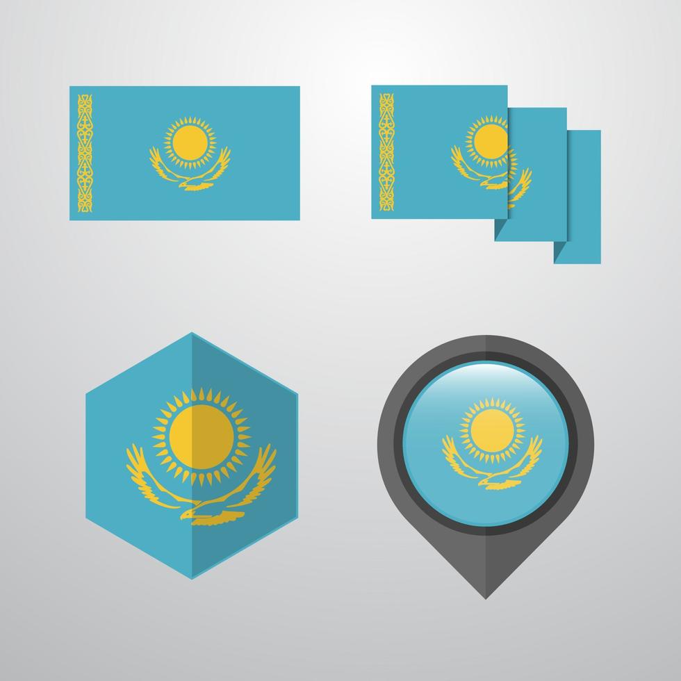 kazakhstan flagga design uppsättning vektor