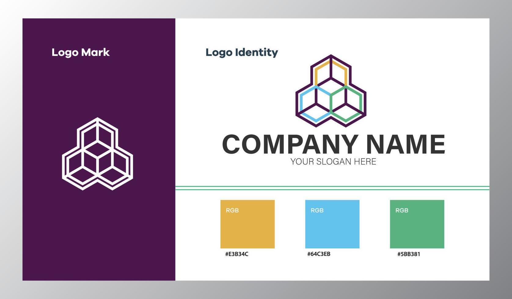 abstrakt geometrisk företag logotyp med Färg guide vektor