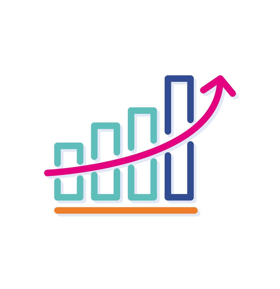 abstrakte bunte Wachstumsdiagramm-Logo-Symbol. steigender Pfeil. moderne Linien mit neuen Pop-Art-Farben. fette Linie sauberer Vorlagensatz. vektor