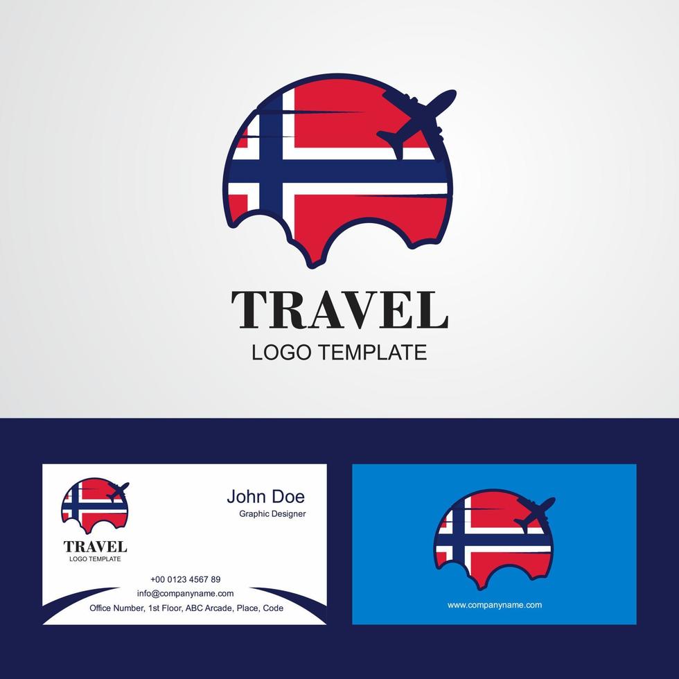 reise norwegen flaggenlogo und visitenkartendesign vektor