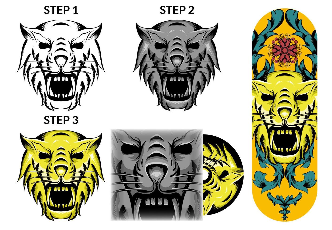 vektor esport lejon illustration - begrepp omslag CD skateboard färg mall , djur logotyp varumärke tecken