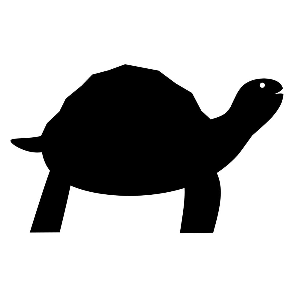 Silhouette eines Schildkrötensymbols auf weißem Hintergrund. Schildkröte von der Seite gesehen. ideal für Reptilientierlogos mit harten Schalen. vektor