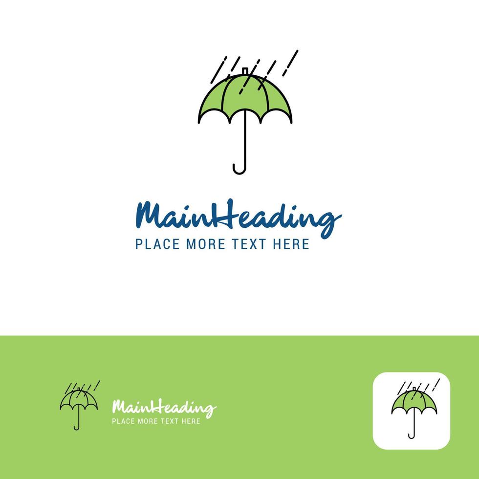 kreatives regnen und regenschirmlogodesign flacher farblogoplatz für tagline-vektorillustration vektor