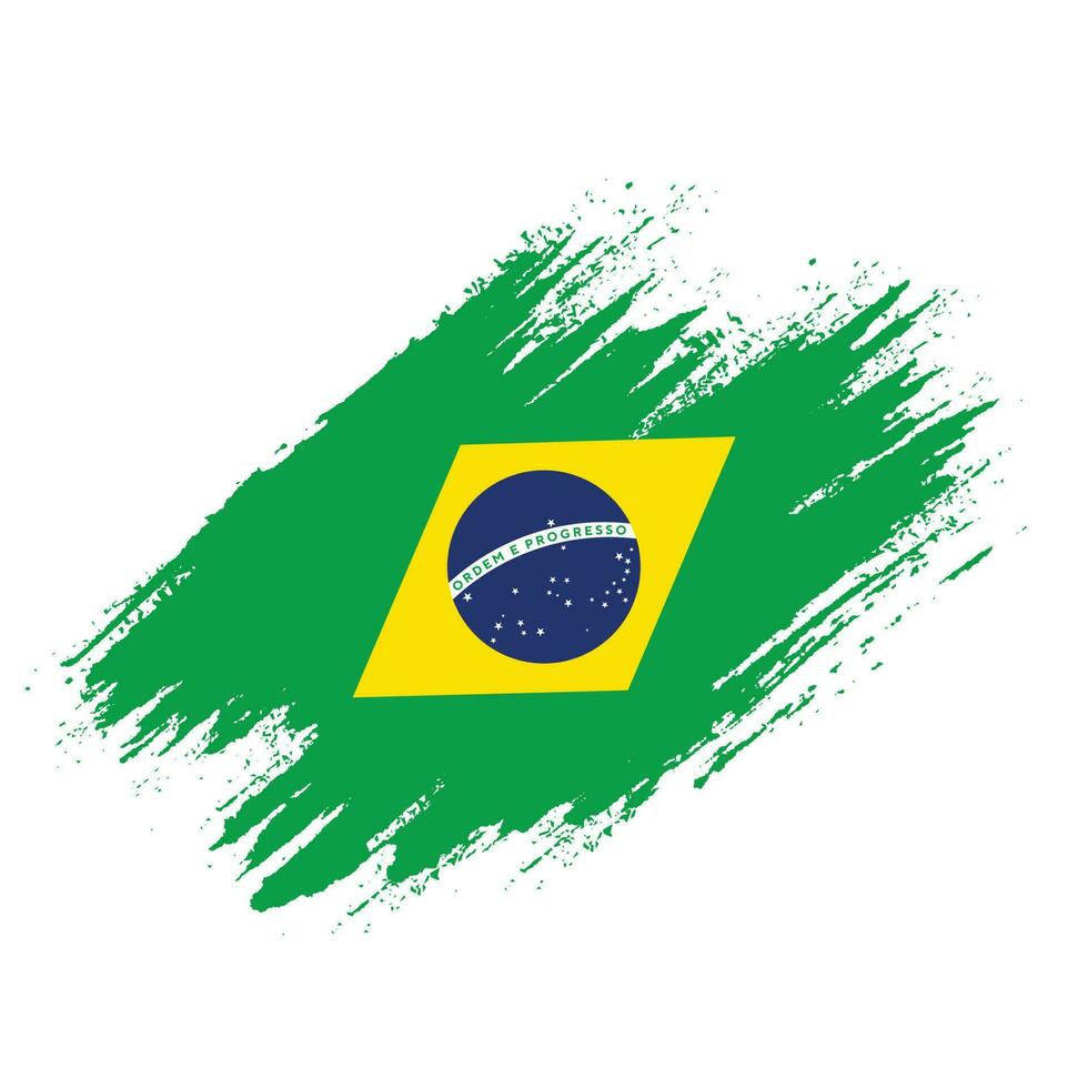 ny hand måla Brasilien abstrakt flagga vektor