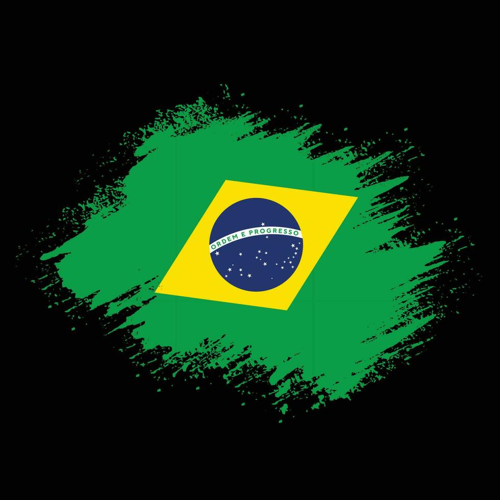 professioneller Distressed-Grunge-Textur-Brasilien-Flaggenvektor vektor