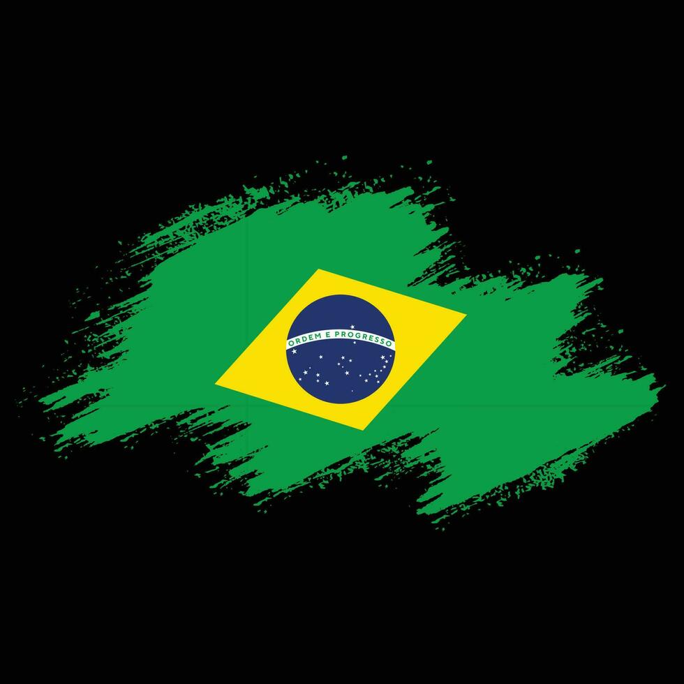 ny borsta grunge textur Brasilien flagga vektor