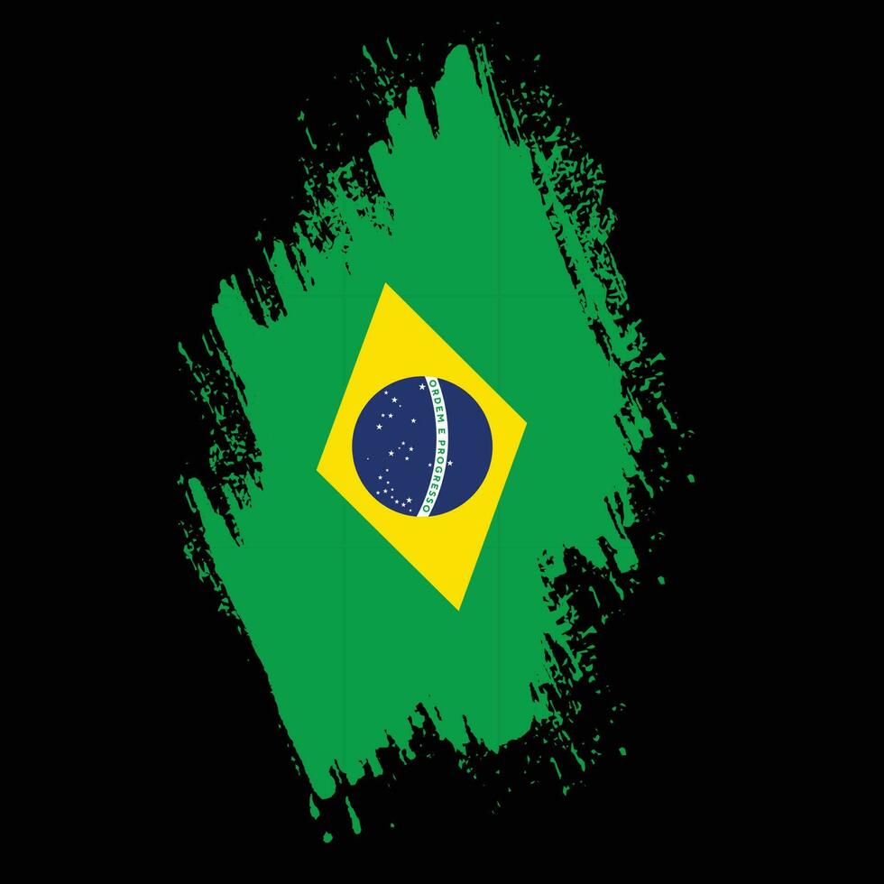 färgrik hand måla Brasilien grunge flagga vektor