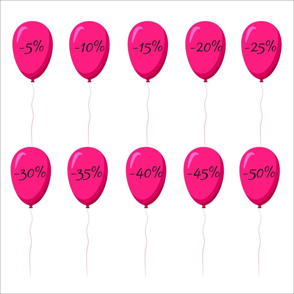 Rabatt auf Luftballons. Rabatt. Verkaufsangebot Preisschild. Sonderangebot-Symbol. Rabattaktion. vektor